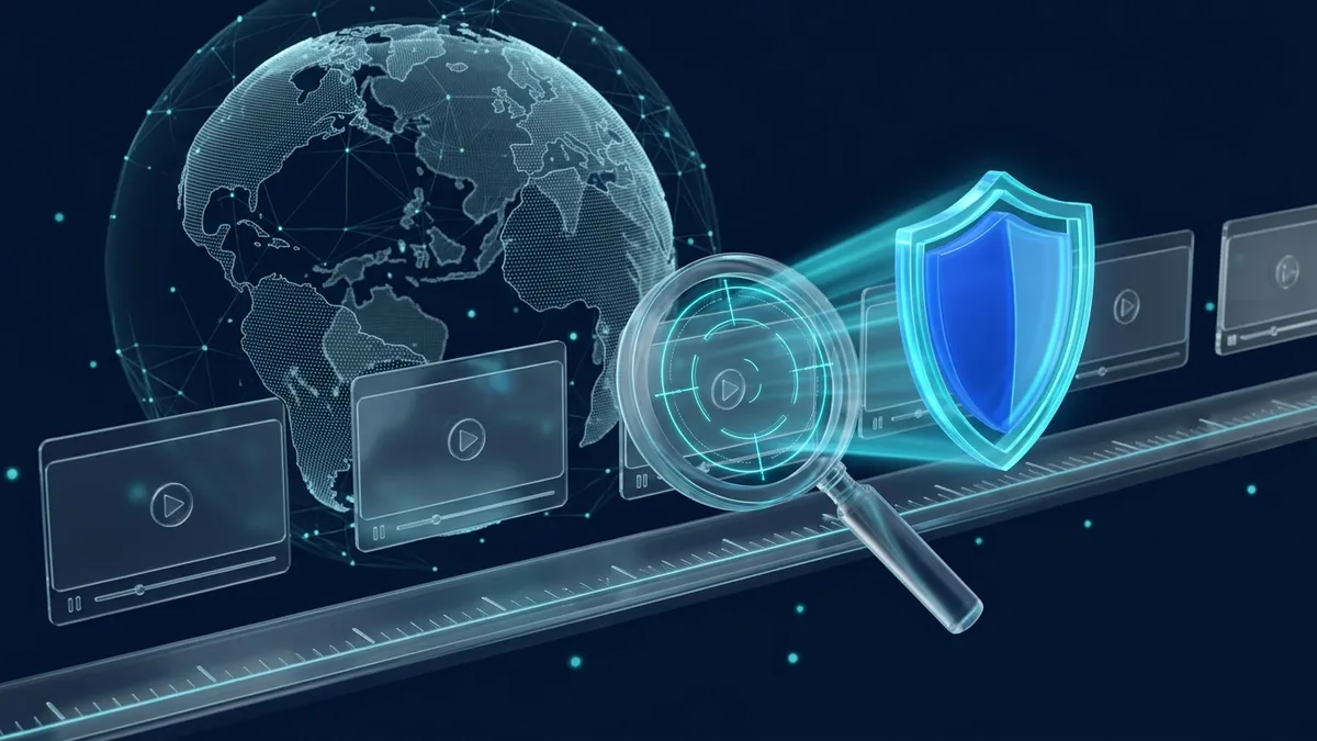 OSINT video verification workflow showing keyframe analysis, chronological timeline verification, and geolocation landmarks